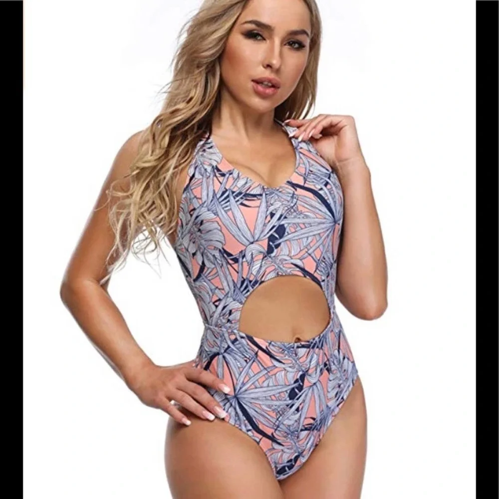 High Waisted Printing Halter Beach Swimsuit - Picture 1 of 4